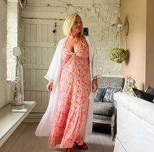 Load image into Gallery viewer, Italian Capri backless sundress in pink feathers of italy