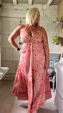 Load image into Gallery viewer, Italian Capri backless sundress in pink feathers of italy