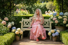 Load image into Gallery viewer, Italian Capri backless sundress in pink feathers of italy