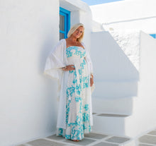 Load image into Gallery viewer, Portofino maxi Kimono white with silver inlaid detail one size