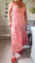 Load image into Gallery viewer, Italian Capri backless sundress in pink feathers of italy