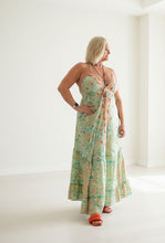 Load image into Gallery viewer, Feathers of Italy boho Capri backless sundress in green