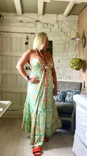 Load image into Gallery viewer, Feathers of Italy boho Capri backless sundress in green