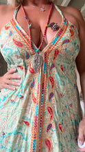 Load image into Gallery viewer, Feathers of Italy boho Capri backless sundress in green