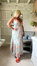 Load image into Gallery viewer, Feathers of Italy boho Capri backless sundress in green