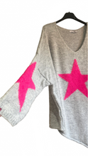 Load image into Gallery viewer, Capri Bold Star Jumper in Grey and Pink