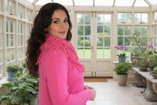 Load image into Gallery viewer, Florence Long Line Jumper In Shocking Pink With Snood Scarf