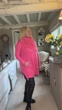 Load image into Gallery viewer, Florence Long Line Jumper In Shocking Pink With Snood Scarf