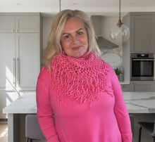 Load image into Gallery viewer, Florence Long Line Jumper In Shocking Pink With Snood Scarf