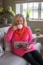 Load image into Gallery viewer, Florence Long Line Jumper In Bright Orange With Snood Scarf