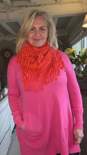 Load image into Gallery viewer, Florence Long Line Jumper In Shocking Pink With Snood Scarf
