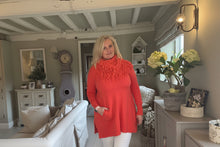 Load image into Gallery viewer, Florence Long Line Jumper In Bright Orange With Snood Scarf