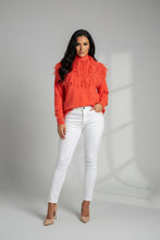 Load image into Gallery viewer, Florence Long Line Jumper In Bright Orange With Snood Scarf