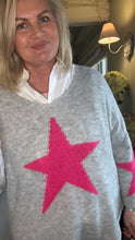 Load image into Gallery viewer, Capri Bold Star Jumper in Grey and Pink by Feathers Of Italy Empowering Ladies Boutique