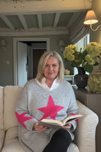 Load image into Gallery viewer, Capri Bold Star Jumper in Grey and Pink by Feathers Of Italy Empowering Ladies Boutique