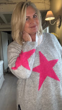Load image into Gallery viewer, Capri Bold Star Jumper in Grey and Pink by Feathers Of Italy Empowering Ladies Boutique