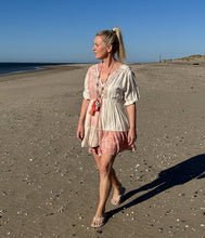 Load image into Gallery viewer, Capri Bohemian Embroidered Kaftan Dress with Tassel Detail