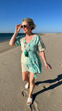 Load image into Gallery viewer, Capri Bohemian Embroidered Kaftan Dress with Tassel Detail - Turquoise