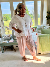 Load image into Gallery viewer, Garment Dyed Linen Balloon Trousers In Pink | Feathers Of Italy