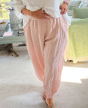 Load image into Gallery viewer, Garment Dyed Linen Balloon Trousers In Pink | Feathers Of Italy
