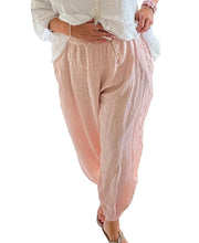 Load image into Gallery viewer, Garment Dyed Linen Balloon Trousers In Pink | Feathers Of Italy
