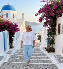 Load image into Gallery viewer, Garment Dyed Linen Balloon Trousers In Blue | Feathers Of Italy