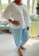 Load image into Gallery viewer, Florentina Raggy Cotton Top In White Made In Italy