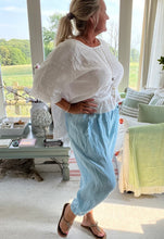 Load image into Gallery viewer, Garment Dyed Linen Balloon Trousers In Blue | Feathers Of Italy