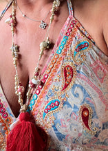 Load image into Gallery viewer, Italian Capri backless sundress in Blue Feathers Of Italy