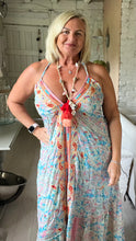 Load image into Gallery viewer, Large 3 Tiered Tassel and Shell necklace in Red Orange and Peach Feathers Of Italy