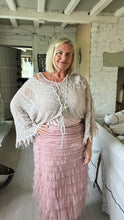 Load image into Gallery viewer, Ischia Boho Antique Lace Knit Overlay Jumper free size in Dusky Pink