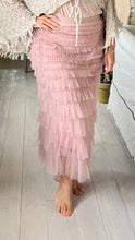 Load image into Gallery viewer, Sorrento Italian Women Layered Tulle Long Skirt UK Naples Ladies Fashion High Waist Solid Colour Frill Trim Ruffle Midi Skirt in Grey