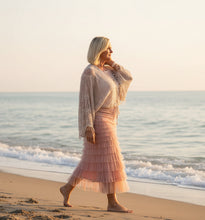 Load image into Gallery viewer, Ischia Boho Antique Lace Knit Overlay Jumper free size in Black Feathers Of Italy