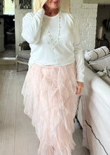 Load image into Gallery viewer, Florence Italian Midi Tulle Skirt A-line Elastic High Waist Irregular Layered Tiered Mesh Ballet One Size Skirt in pink - Feathers Of Italy