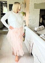 Load image into Gallery viewer, Florence Italian Midi Tulle Skirt A-line Elastic High Waist Irregular Layered Tiered Mesh Ballet Prom Wedding Party One Size Skirt