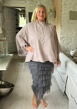 Load image into Gallery viewer, Sorrento Italian Women Layered Tulle Long Skirt UK Naples Ladies Fashion High Waist Solid Colour Frill Trim Ruffle Midi Skirt in Grey