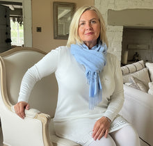 Load image into Gallery viewer, Pomarolo Italian Cashmere Pashmina Scarf Shawl in Blue by Feathers Of Italy