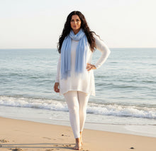 Load image into Gallery viewer, Ladies Capri 2 piece lounge set Versace inspired in powder blue and white