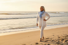 Load image into Gallery viewer, Ladies Capri 2 piece lounge set Versace inspired in powder blue and white