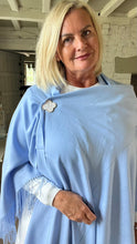 Load image into Gallery viewer, Pomarolo Italian Cashmere Pashmina Scarf Shawl in Blue by Feathers Of Italy