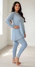 Load image into Gallery viewer, Capri 3 piece lounge set Versace inspired in powder blue - Feathers Of Italy