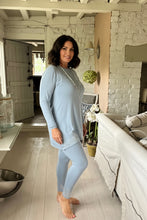 Load image into Gallery viewer, Ladies Capri 2 piece lounge set Versace inspired in powder blue