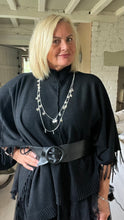 Load image into Gallery viewer, Positano Funnel Neck Open Poncho free size in Black
