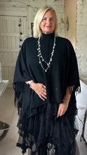 Load image into Gallery viewer, Positano Funnel Neck Open Poncho free size in Black