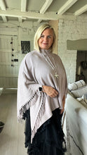 Load image into Gallery viewer, Positano Funnel Neck Open Poncho free size in Grey