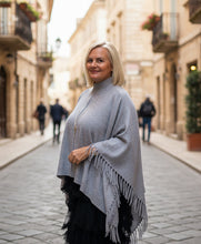 Load image into Gallery viewer, Positano Funnel Neck Open Poncho free size in Grey