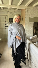 Load image into Gallery viewer, Positano Funnel Neck Open Poncho free size in grey