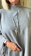 Load image into Gallery viewer, Positano Funnel Neck Open Poncho free size in Grey