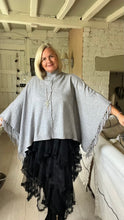 Load image into Gallery viewer, Positano Funnel Neck Open Poncho free size in Grey