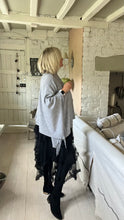 Load image into Gallery viewer, Positano Funnel Neck Open Poncho free size in Grey